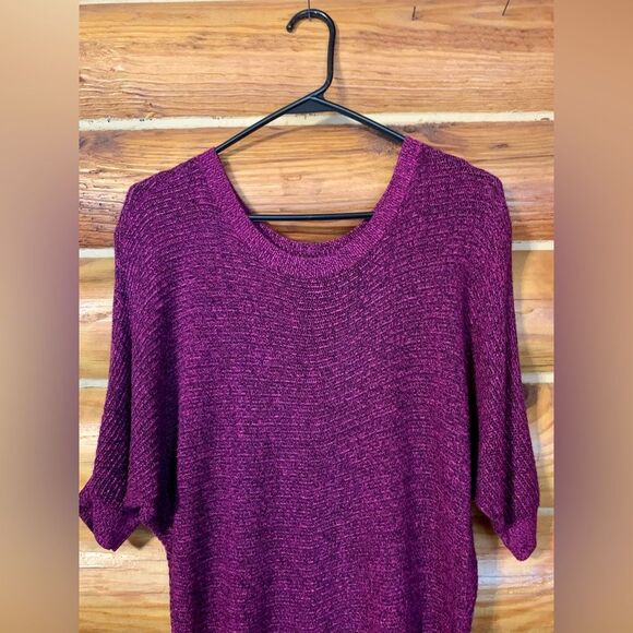 Express Hot Pink & Black Marled Lightweight Slouchy Crewneck Sweater Sma… - Picture 4 of 8